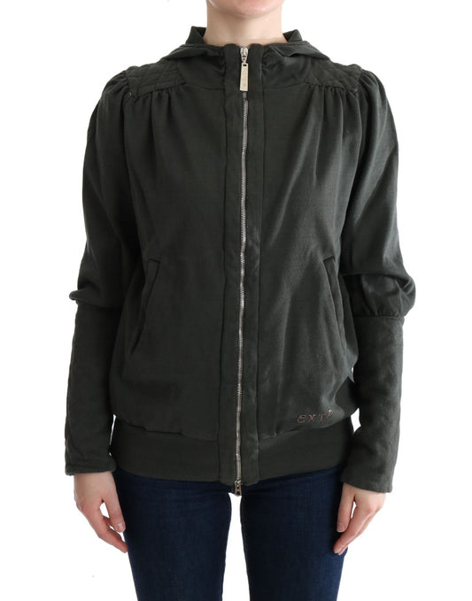 Exte Graues Oberteil mit Kapuze und Reißverschluss aus Baumwolle