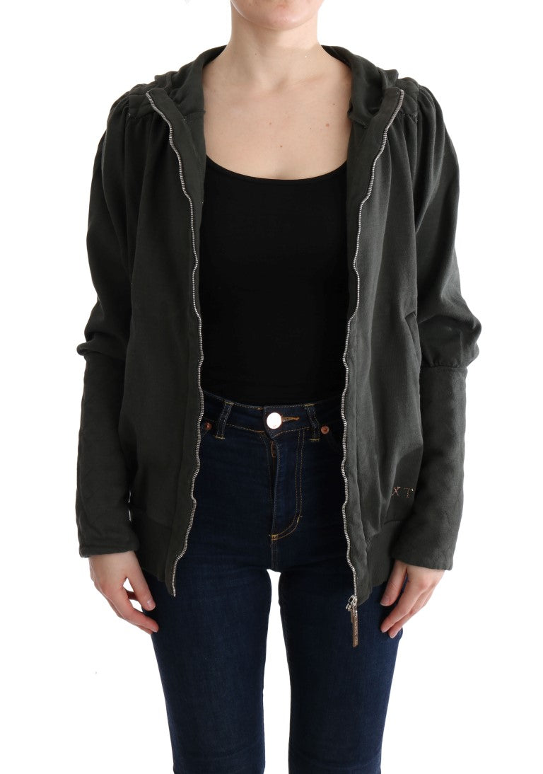 Exte Graues Oberteil mit Kapuze und Reißverschluss aus Baumwolle