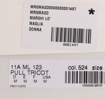 MARGHI LO' Blaues Blusentop aus 100 % Lana-Wolle