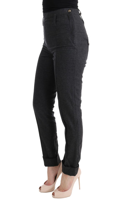 Ermanno Scervino Graue Skinny-Freizeithose aus Schurwolle