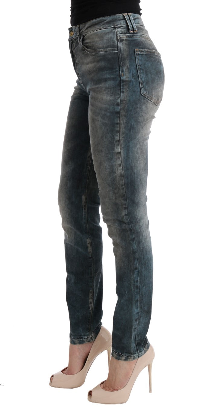 Cavalli Slim Fit Jeans aus Baumwollmischung in verwaschenem Blau