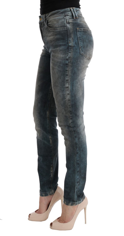 Cavalli Slim Fit Jeans aus Baumwollmischung in verwaschenem Blau