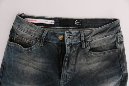 Cavalli Slim Fit Jeans aus Baumwollmischung in verwaschenem Blau