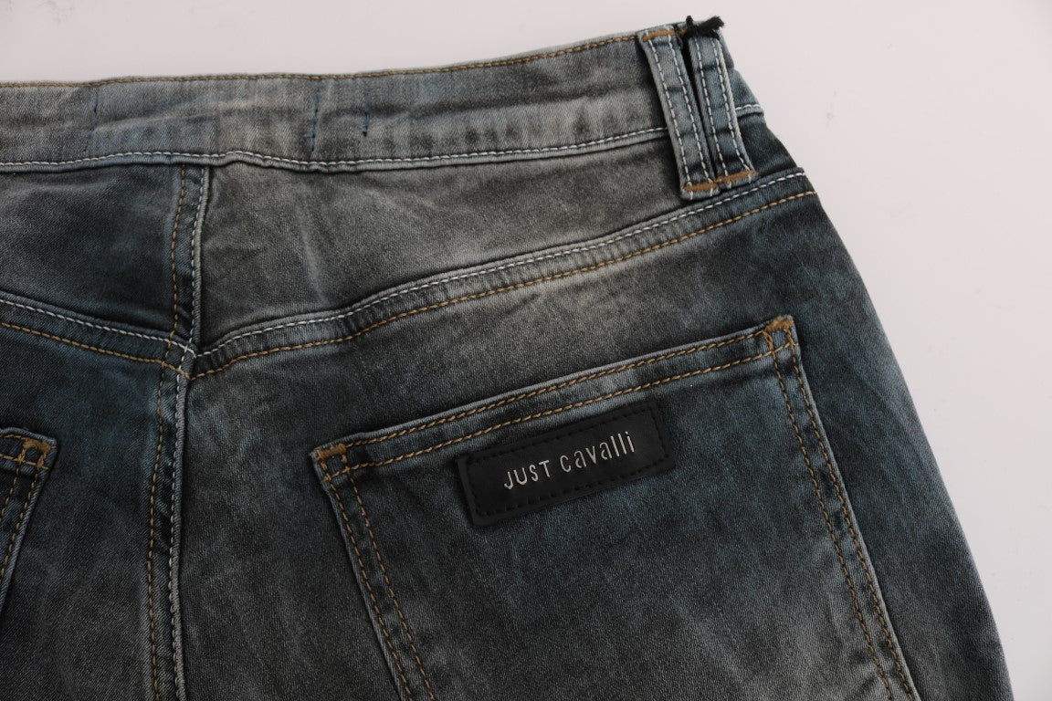 Cavalli Slim Fit Jeans aus Baumwollmischung in verwaschenem Blau