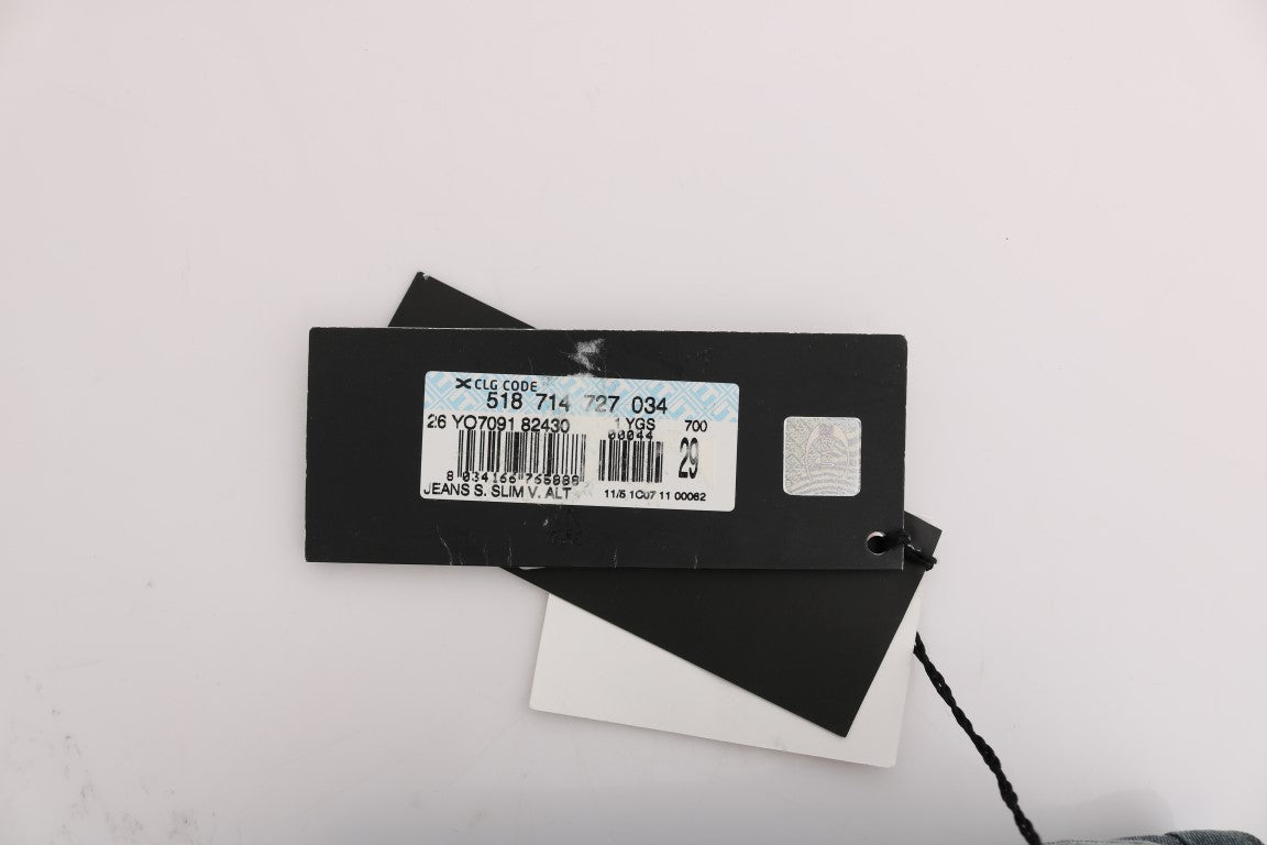 Cavalli Slim Fit Jeans aus Baumwollmischung in verwaschenem Blau