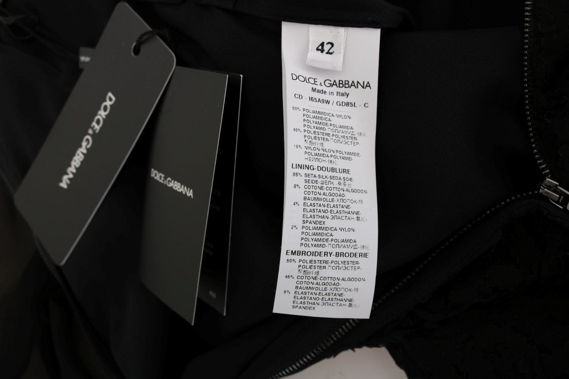 Dolce &amp; Gabbana Schwarzes San Valentino-Etuikleid mit Pailletten