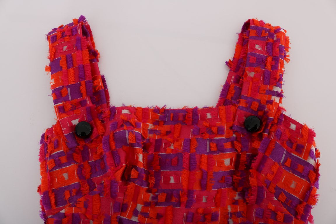 Dolce &amp; Gabbana – Rosa gemustertes A-Linien-Kleid über den Knien