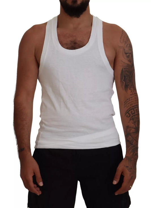 Dsquared² Weißes ärmelloses Tank-T-Shirt aus Baumwollleinen