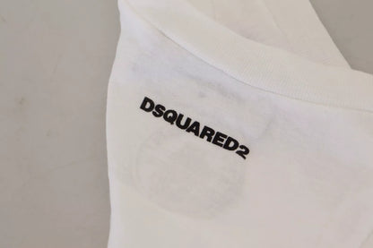 Dsquared² Weißes ärmelloses Tank-T-Shirt aus Baumwollleinen