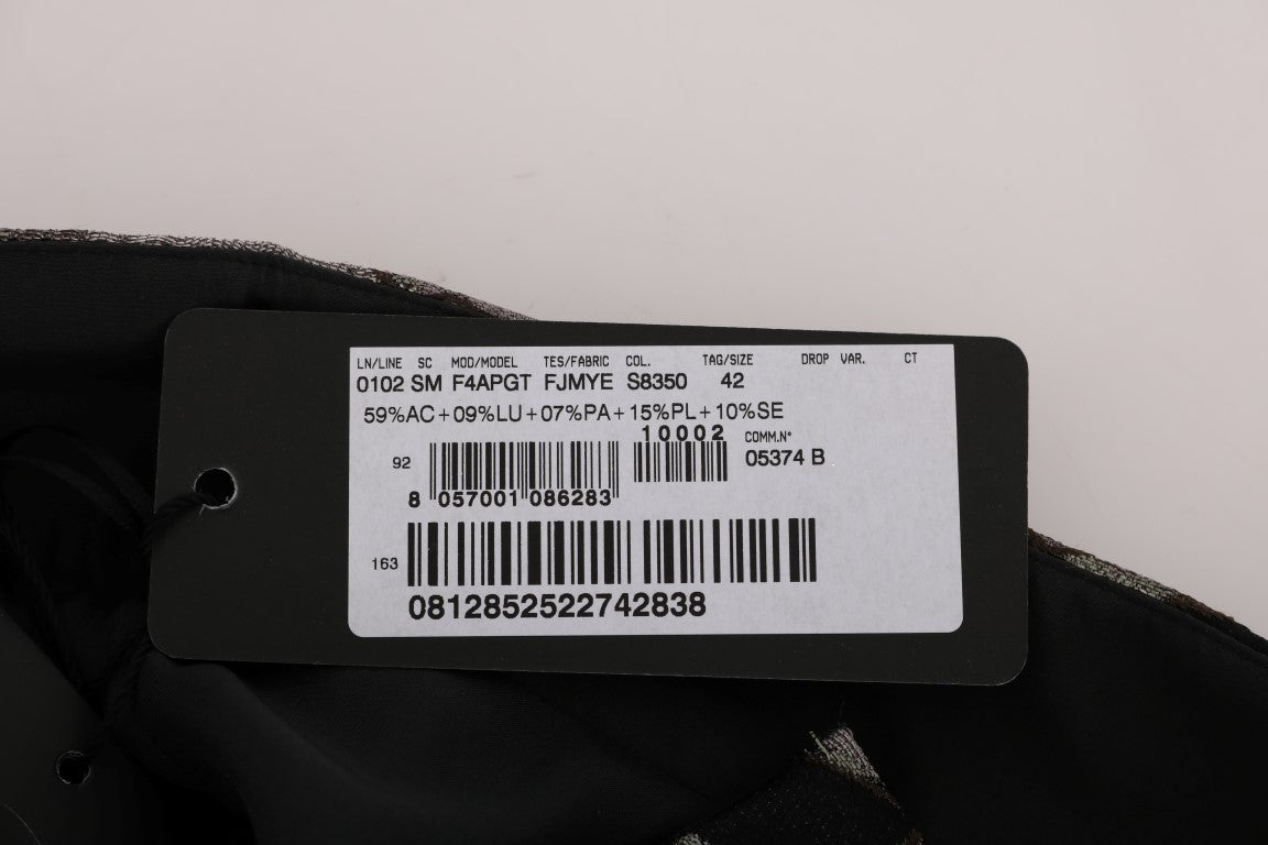 Dolce &amp; Gabbana Schwarz-silberner Brokat-Blumenrock