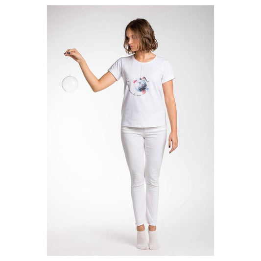 A.Tratti Weißes Viskose-T-Shirt für Damen