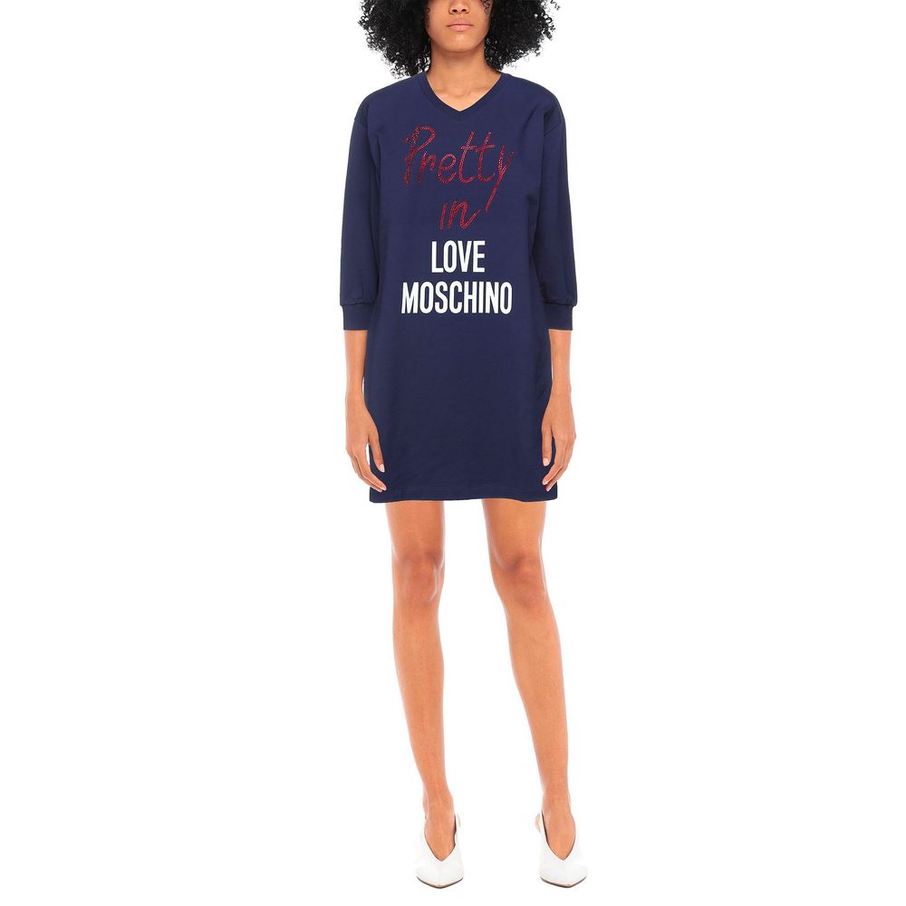 Love Moschino Blaues Baumwollkleid für Damen