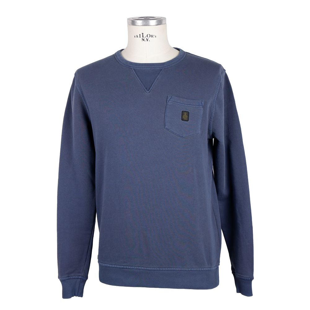 Refrigiwear Blauer Herrenpullover aus Baumwolle mit Brusttasche
