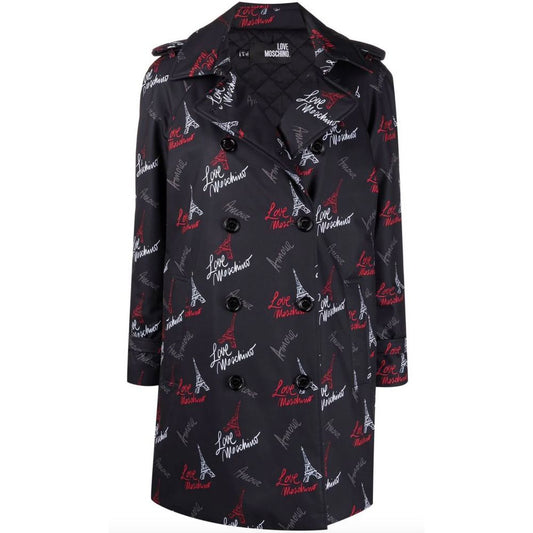 Love Moschino Schwarzer Polyester-Damenmantel