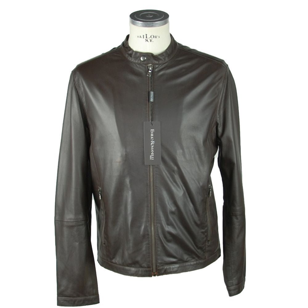 Emilio Romanelli Braune Lederjacke für Herren