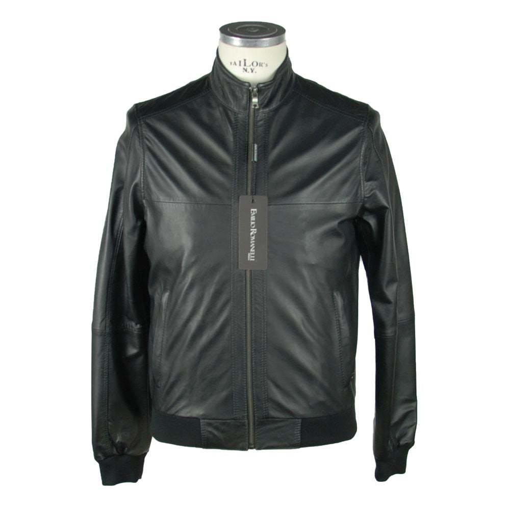 Emilio Romanelli Schwarze Lederjacke für Herren