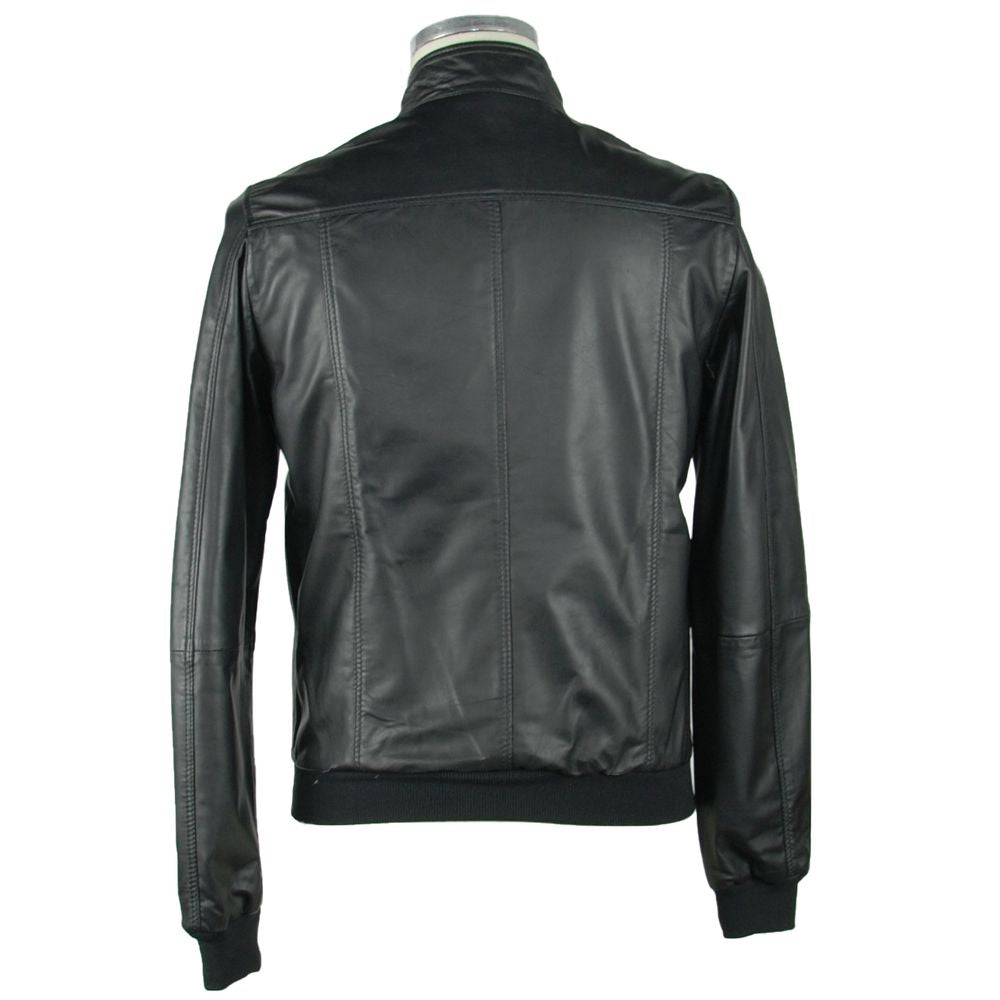 Emilio Romanelli Schwarze Lederjacke für Herren