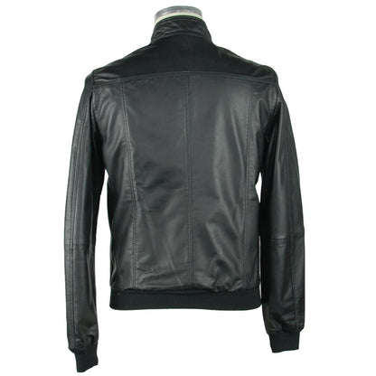 Emilio Romanelli Schwarze Lederjacke für Herren