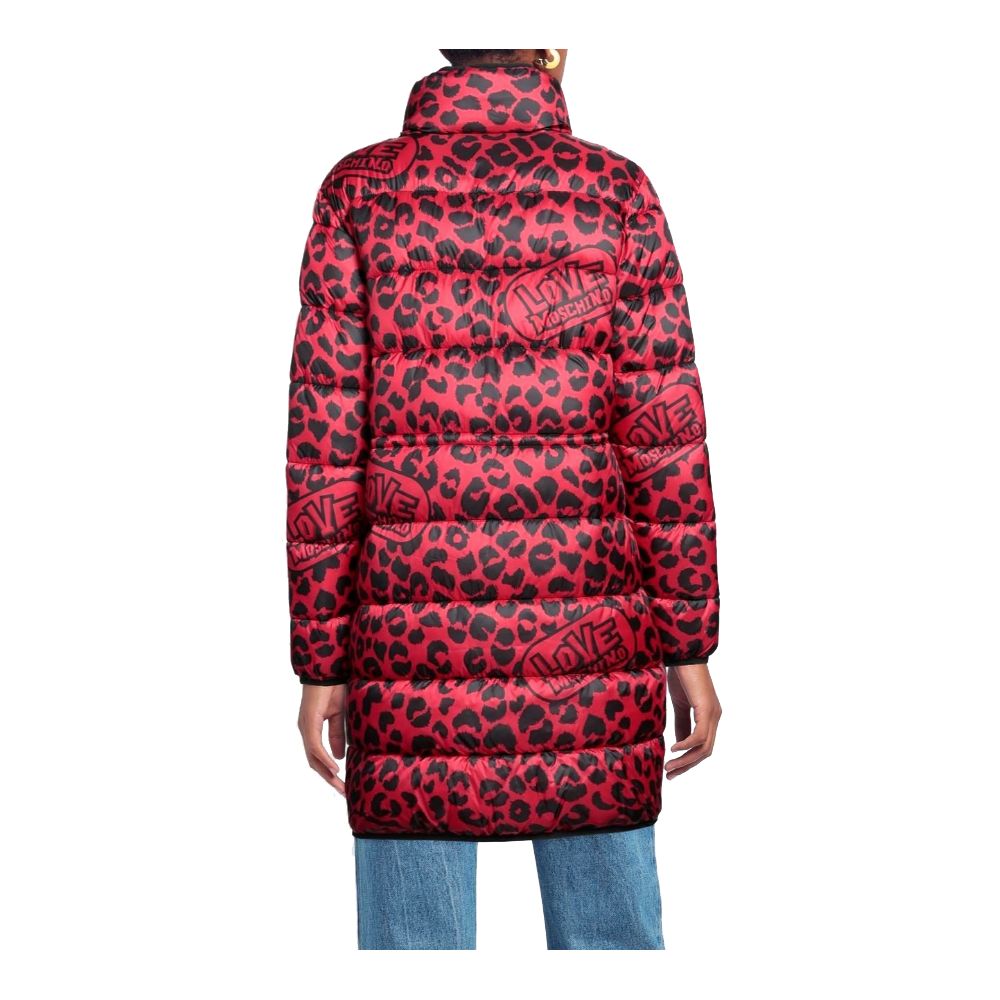 Love Moschino – Schicke, lange Daunenjacke mit Leopardenmuster