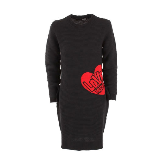 Love Moschino – Schickes Strickkleid aus Wollmischung mit Herzmuster