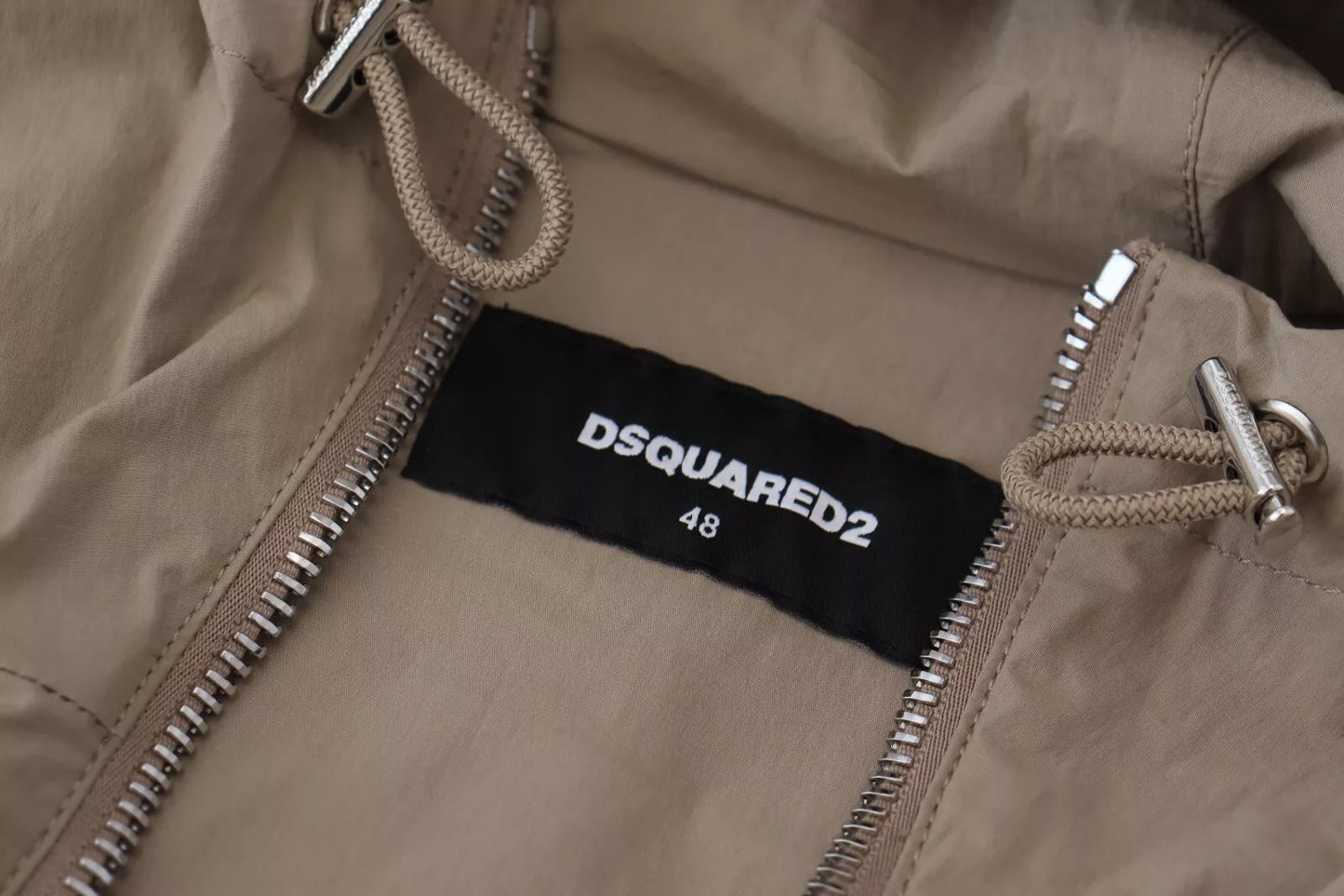 Dsquared² Braungraue Ärmel Kapuzenjacke mit durchgehendem Reißverschluss