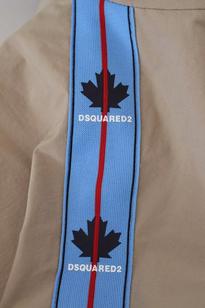 Dsquared² Braungraue Ärmel Kapuzenjacke mit durchgehendem Reißverschluss