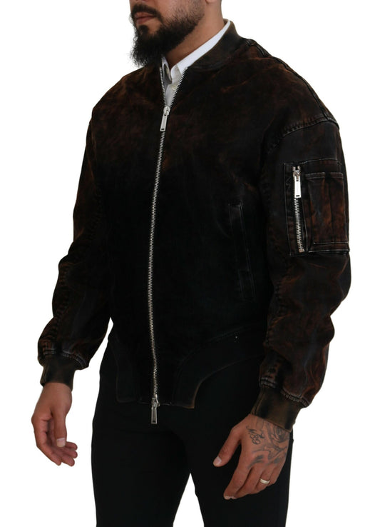 Dsquared² – Braune Bomberjacke aus Baumwolle mit Reißverschluss und Taschenärmeln