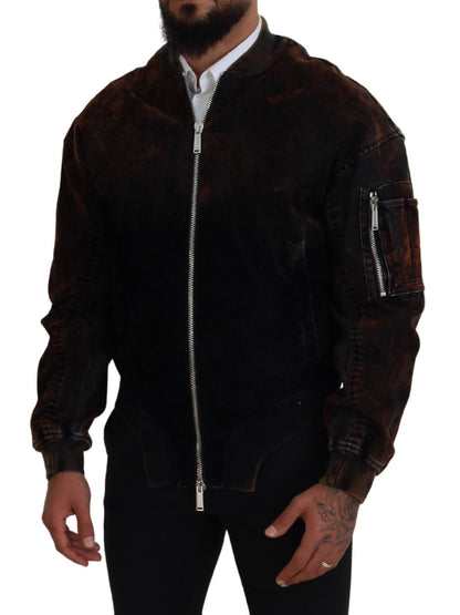 Dsquared² – Braune Bomberjacke aus Baumwolle mit Reißverschluss und Taschenärmeln