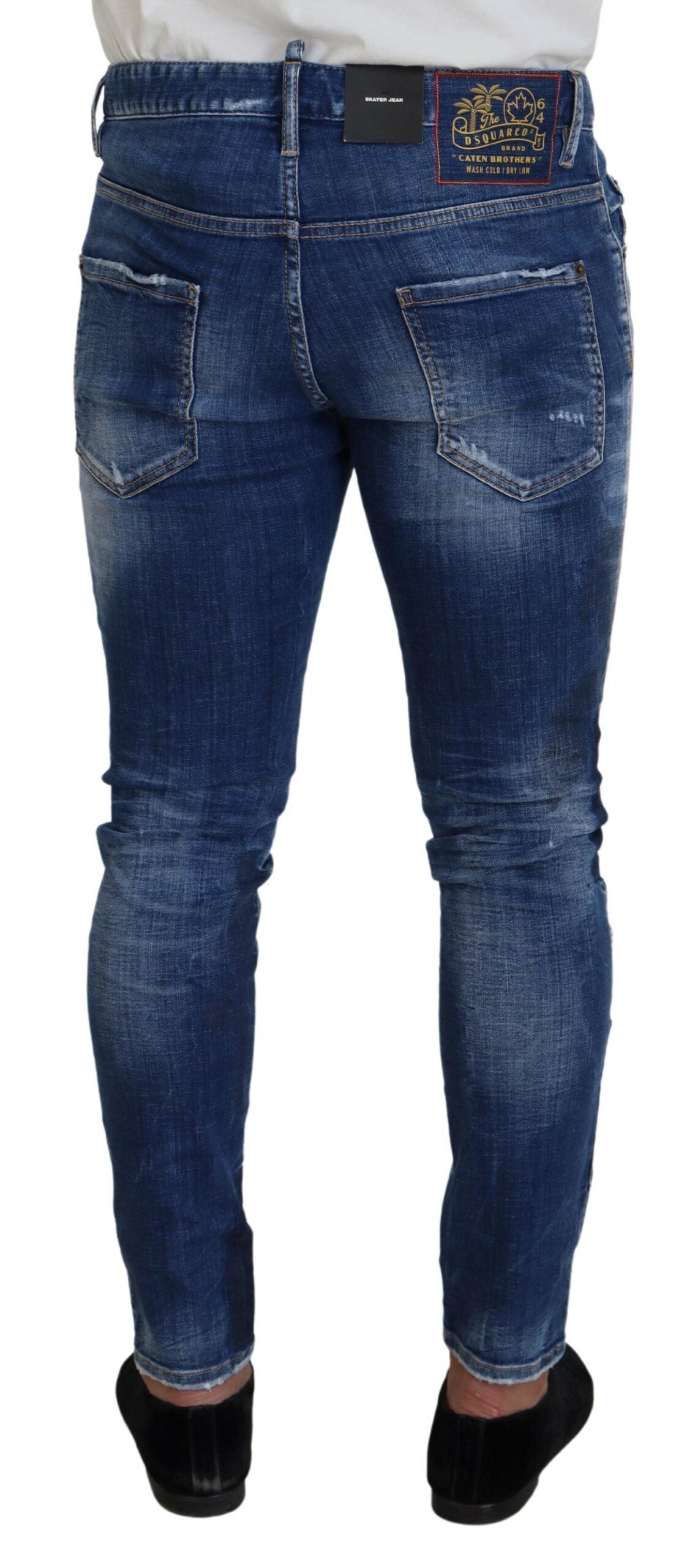 Dsquared² Blau verwaschene Patchwork Skinny Herren Jeans
