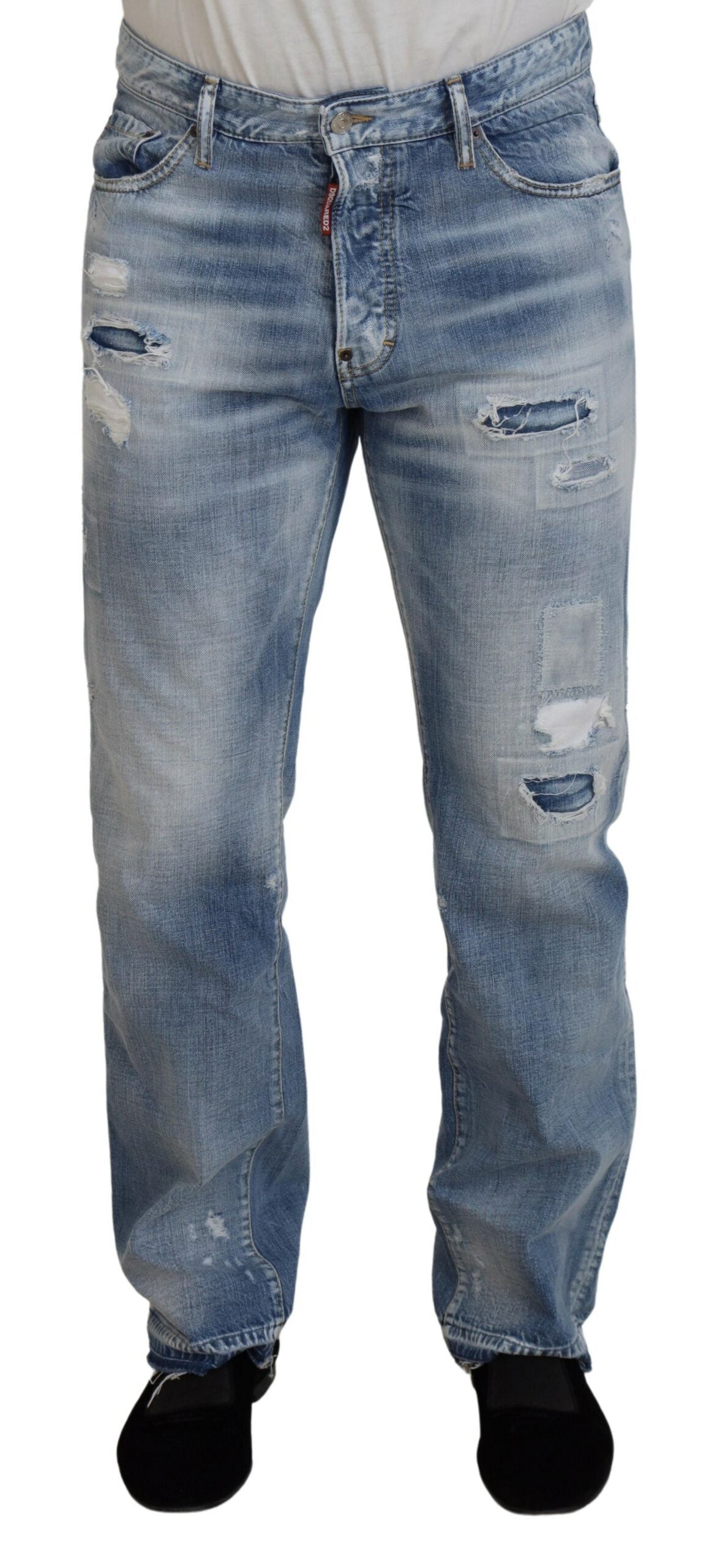 Dsquared² Blau verwaschene Straight Fit Herren Casual Denim Jeans