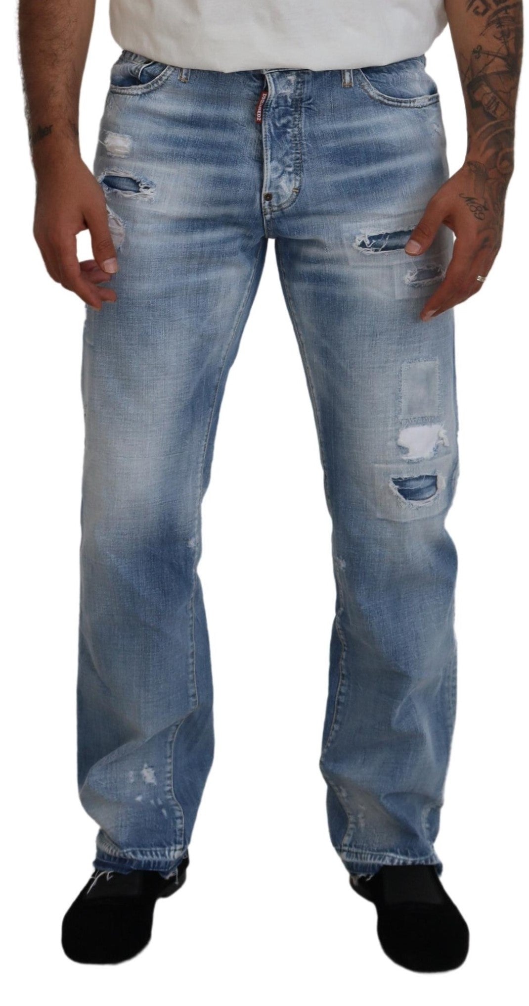 Dsquared² Blau verwaschene Straight Fit Herren Casual Denim Jeans