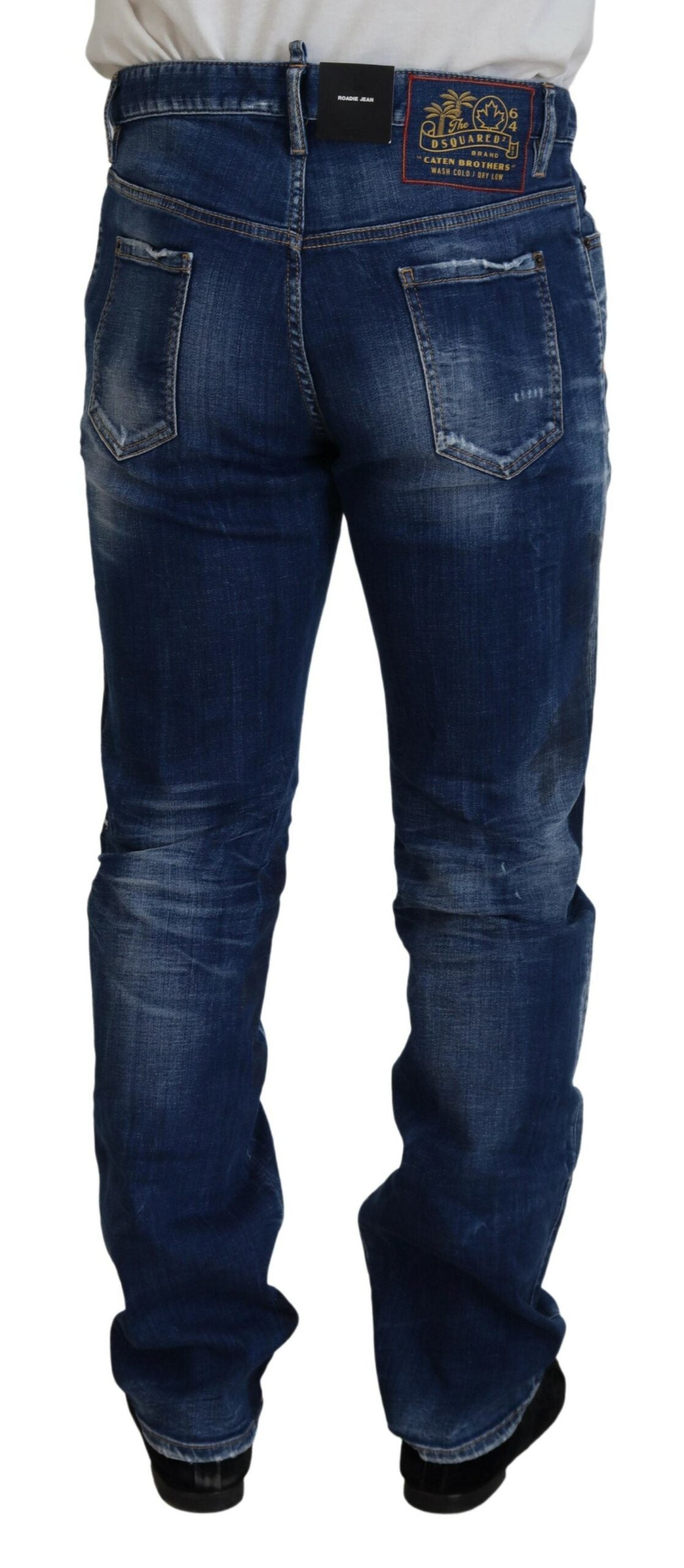 Dsquared² Blau verwaschene Patchwork-Jeans im Straight Fit