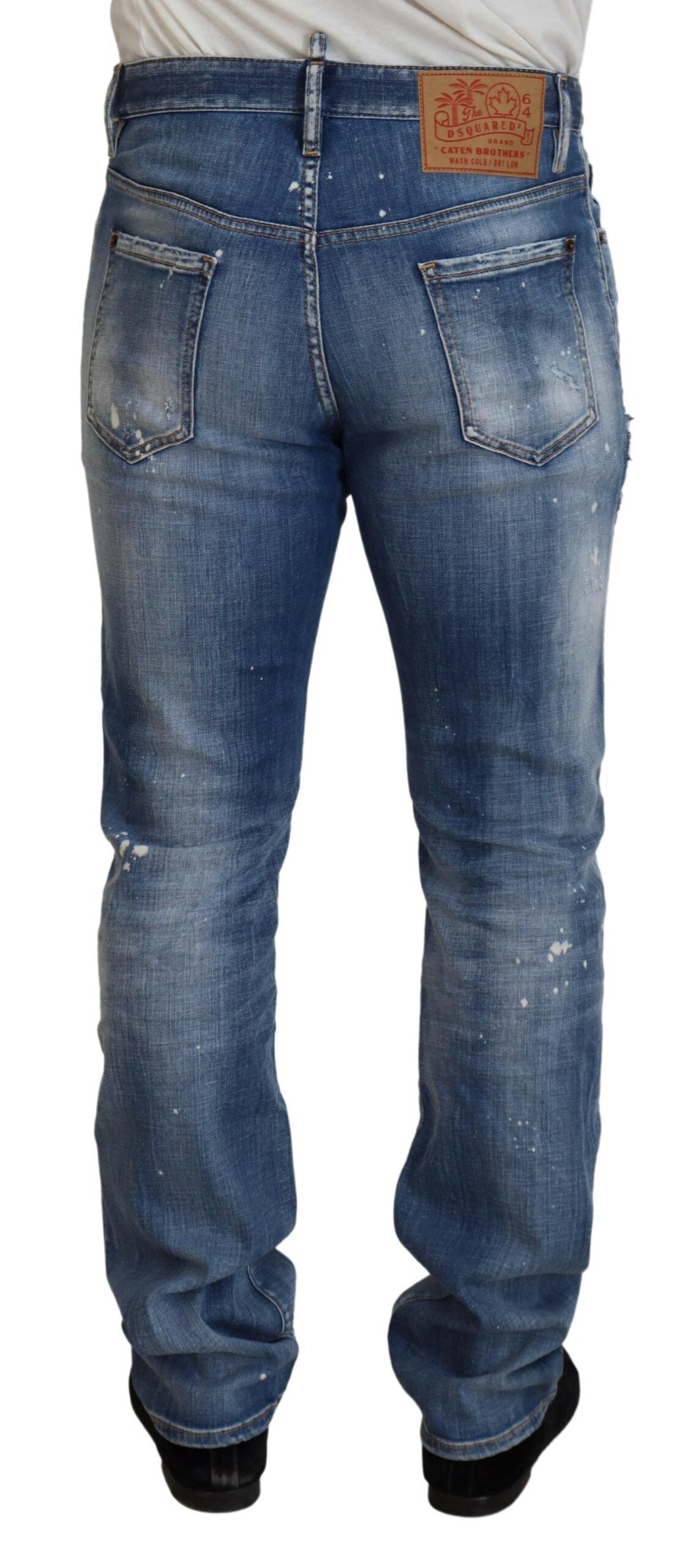 Dsquared² Blau verwaschene, zerfetzte, gerade geschnittene Freizeitjeans