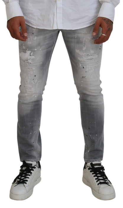 Dsquared² Graue Slim Fit-Jeans aus gewaschener Baumwolle für Herren