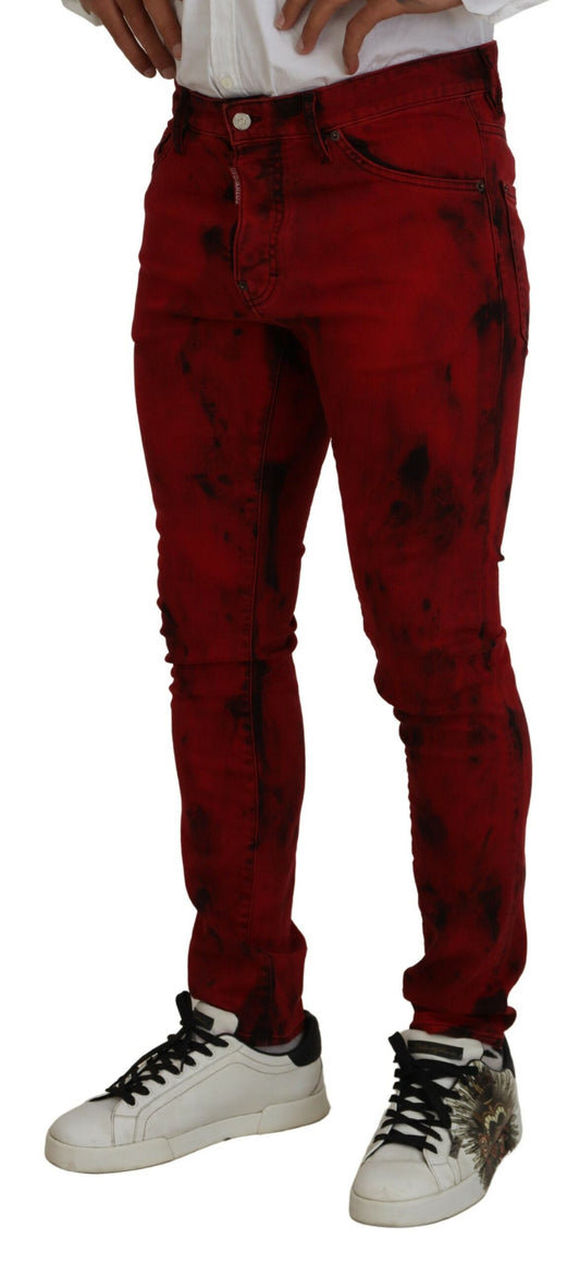 Dsquared² Rote, lässige Skinny-Jeans aus Baumwolle mit Batikmuster für Herren