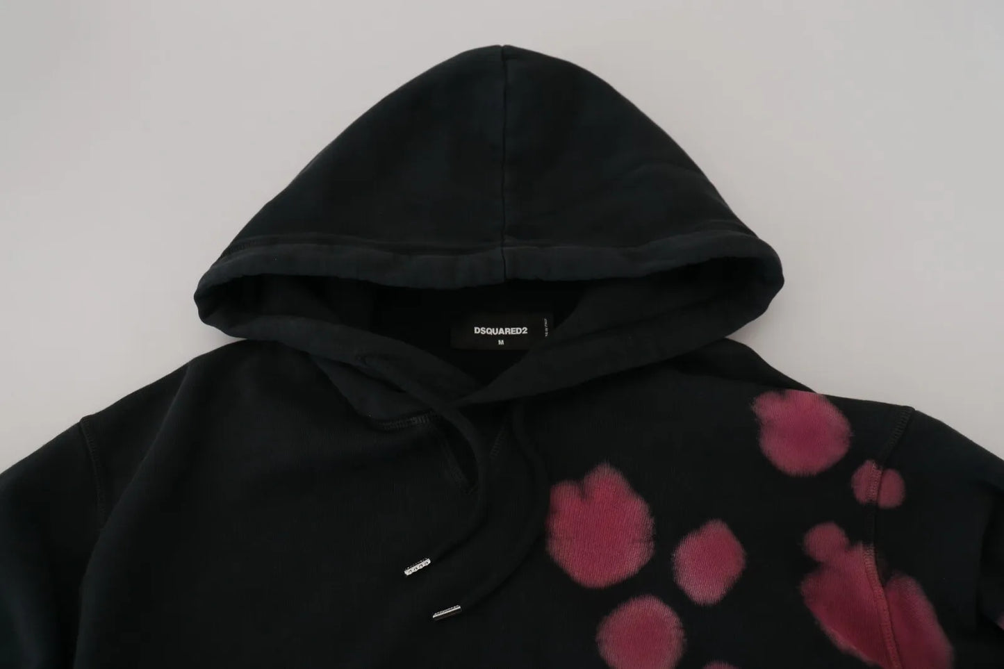 Dsquared² Schwarzer Kapuzenpullover aus Baumwolle mit Batikmuster