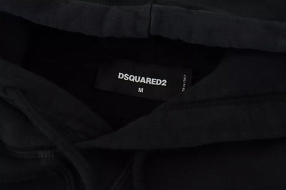 Dsquared² Schwarzer Kapuzenpullover aus Baumwolle mit Batikmuster