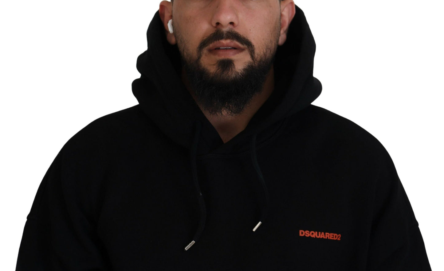 Dsquared² Schwarz-roter Kapuzenpullover aus Baumwolle mit Batikmuster