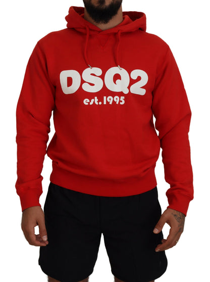 Dsquared² Roter Baumwollpullover mit Kapuze und Aufdruck für Herren