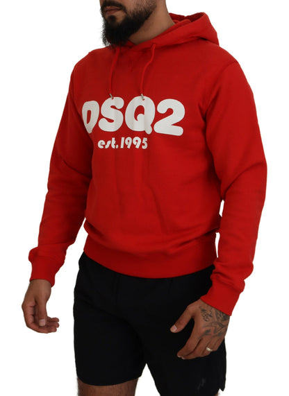 Dsquared² Roter Baumwollpullover mit Kapuze und Aufdruck für Herren