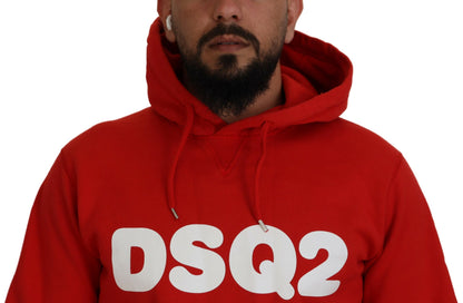 Dsquared² Roter Baumwollpullover mit Kapuze und Aufdruck für Herren