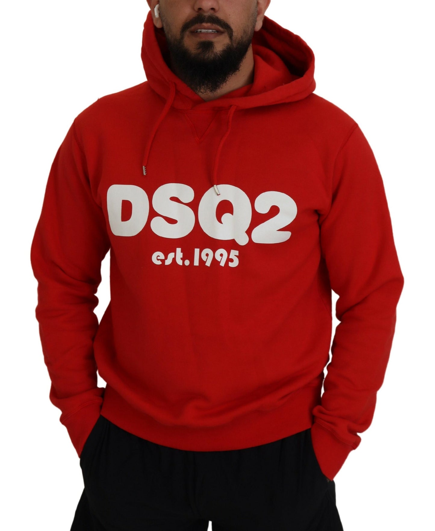 Dsquared² Roter Baumwollpullover mit Kapuze und Aufdruck für Herren