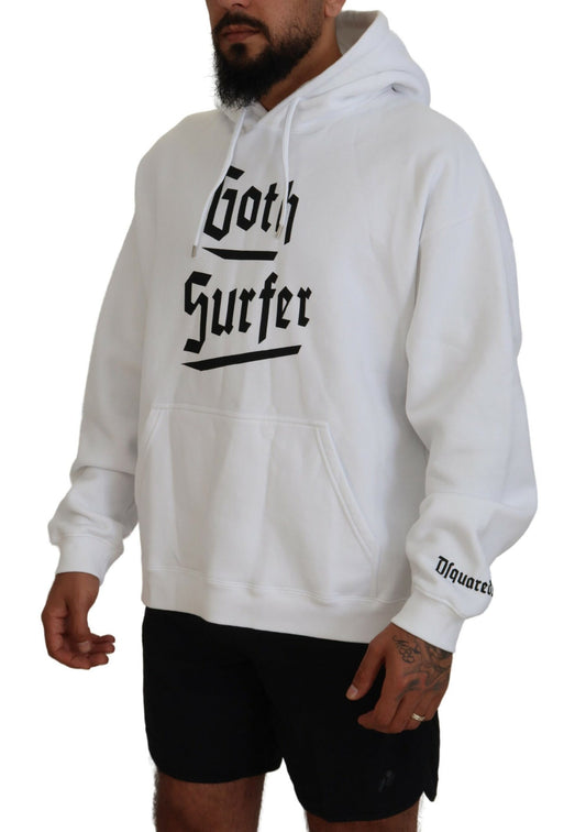 Dsquared² Weißer Baumwollpullover mit Kapuze und Aufdruck für Herren