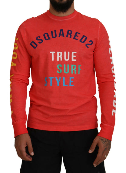 Dsquared² Orange T-Shirt mit langem Ärmel und buntem Print