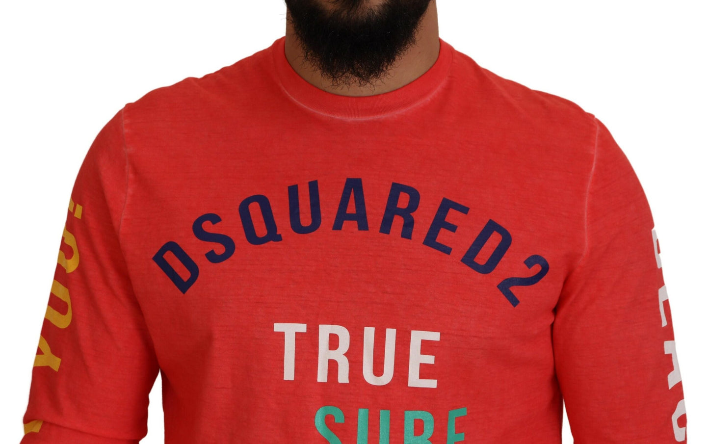 Dsquared² Orange T-Shirt mit langem Ärmel und buntem Print