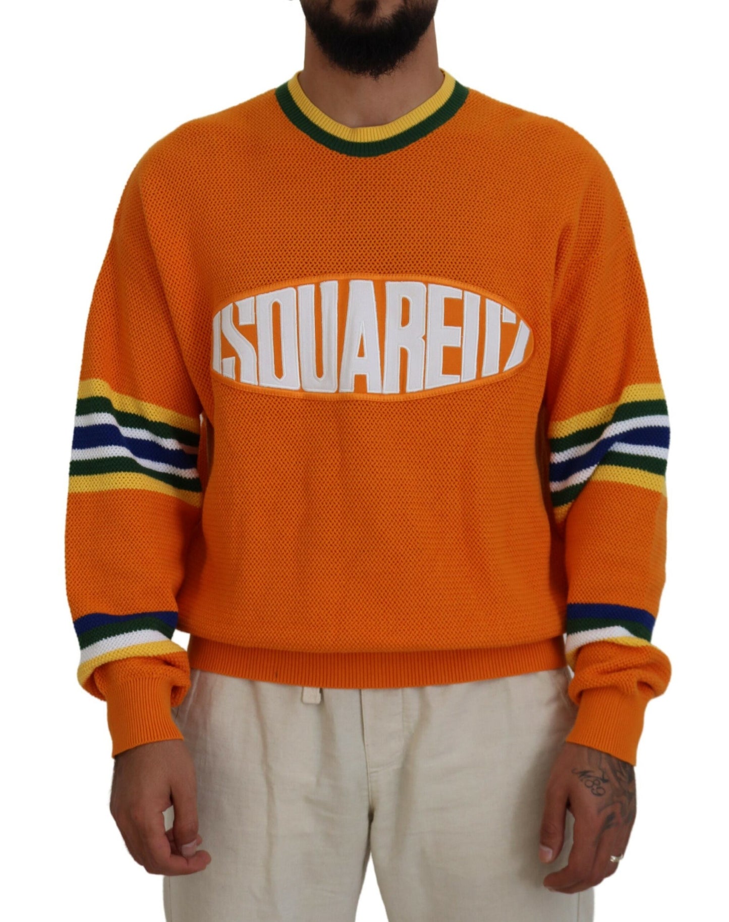 Dsquared² Orange bedruckter Langarm-Pullover für Herren