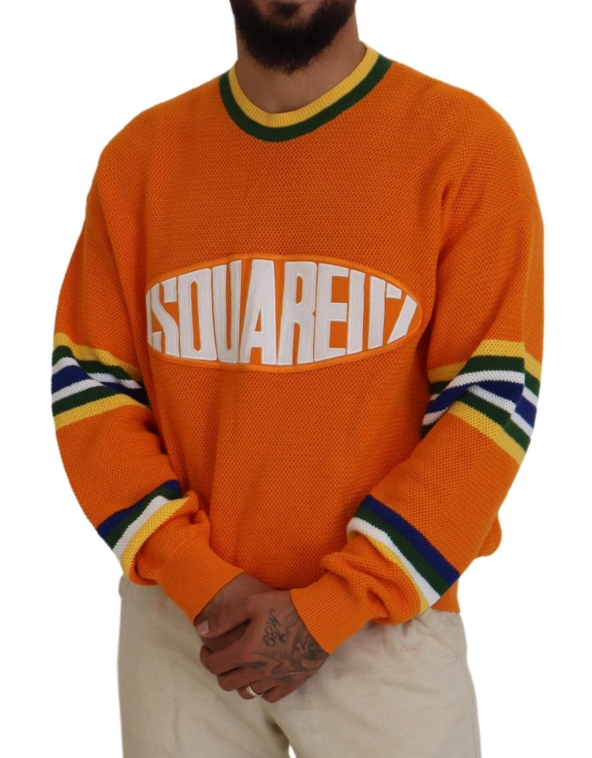 Dsquared² Orange bedruckter Langarm-Pullover für Herren