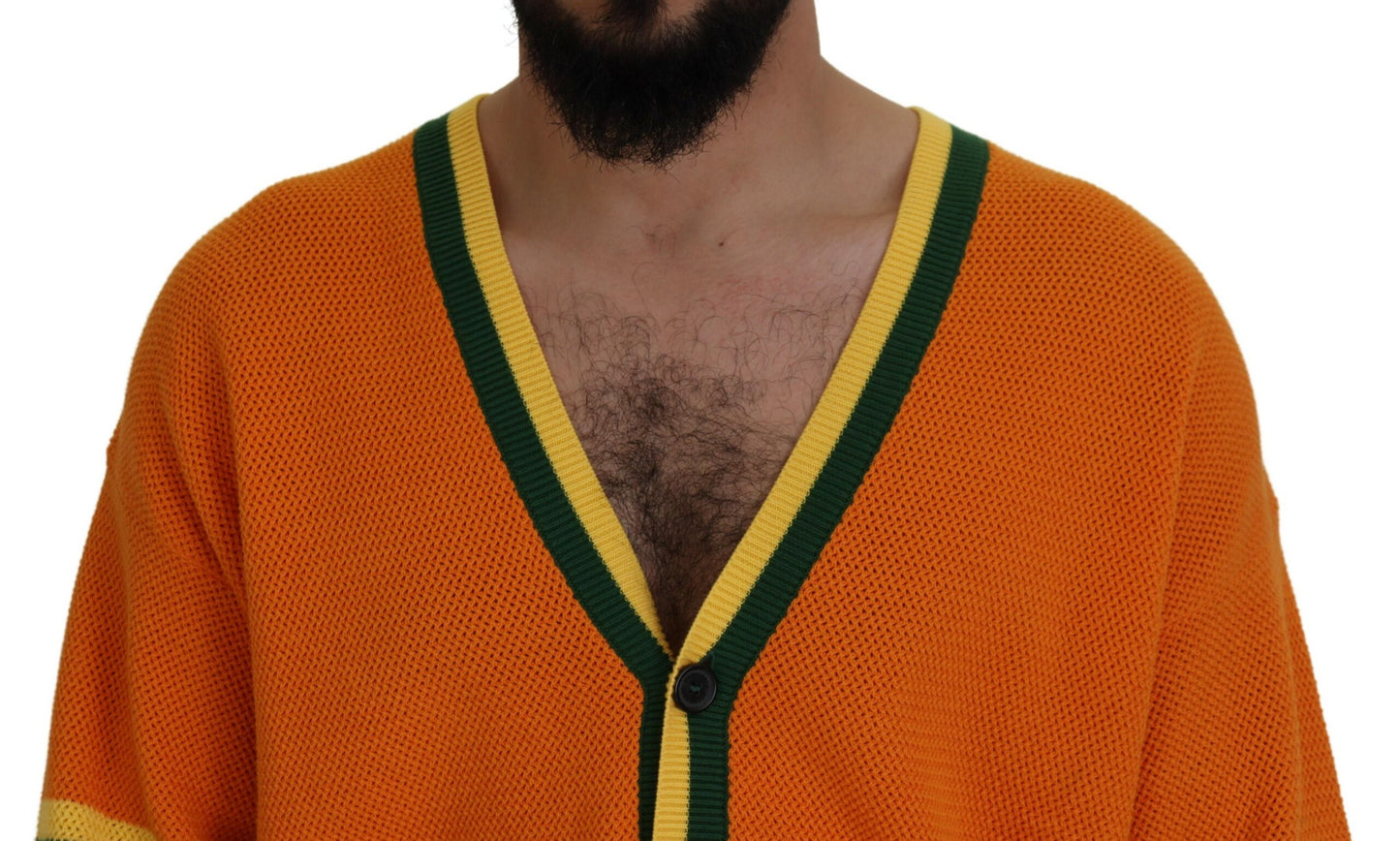 سترة كارديجان رجالية من القطن بأكمام طويلة من Dsquared² باللون البرتقالي