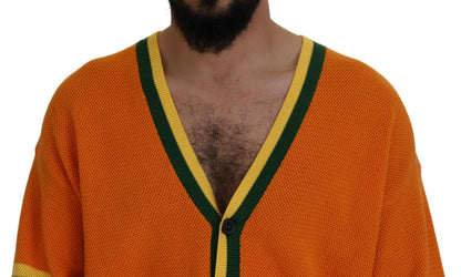 سترة كارديجان رجالية من القطن بأكمام طويلة من Dsquared² باللون البرتقالي