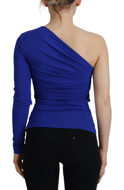 Dsquared² – Slim Fit-Bluse aus Viskose mit One-Shoulder-Träger, Blau